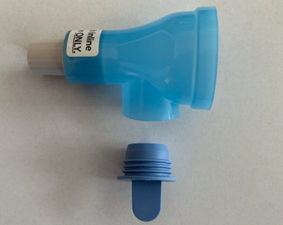 Blue ventilator adapter with disconnected handset plug